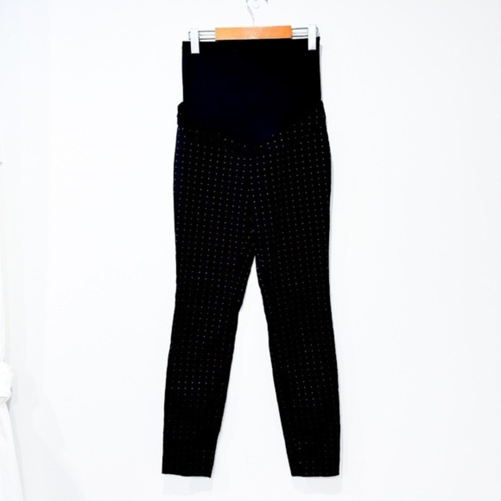 STORK & BABE Navy Red Diamond Maternity Pants Full Belly Panel X-Small